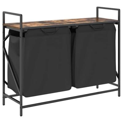 Wasmand 2 vakken met plank gerookt eikenkleurig Wasmand 2 vakken met plank gerookt eikenkleurig