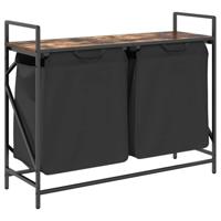 Wasmand 2 vakken met plank gerookt eikenkleurig - thumbnail