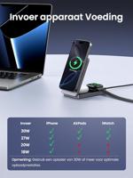 UGREEN W707 3-in-1 15W Magnetic Charger Wireless Charger 15 W Qi-standaard Grijs - thumbnail