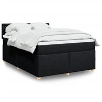 Boxspring met matras stof zwart 160x200 cm - thumbnail