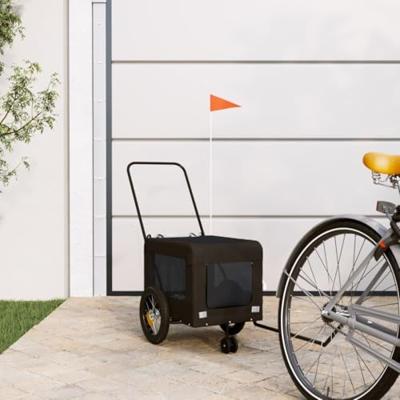 VidaXL Hondenfietstrailer oxford stof en ijzer zwart VidaXL Hondenfietstrailer oxford stof en ijzer zwart