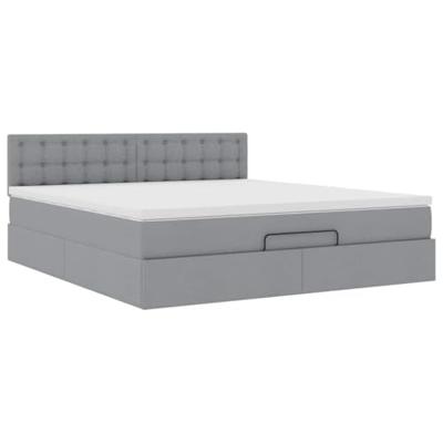 Ottoman bed met matras 180x200cm stof lichtgrijs