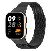 By Qubix - Milanese bandje - Zwart - Compatible met Xiaomi Redmi Watch 3 - Compatible Xiaomi bandje - thumbnail