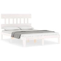Bedframe zonder matras massief grenenhout wit 140x190 cm - thumbnail
