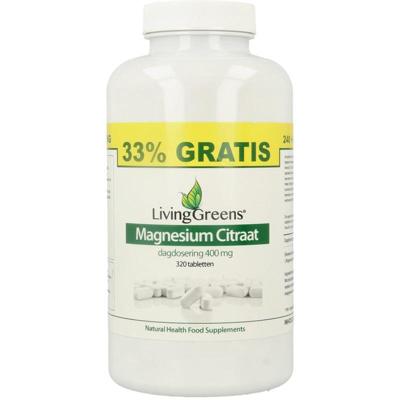 Livinggreens Magnesium citraat 400mg voordeelverpakking 320 Tabletten