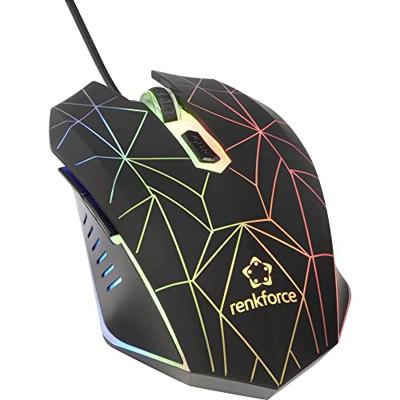 Renkforce RF-GM-120 Gaming-muis USB Optisch Zwart 6 Toetsen 3600 dpi Verlicht