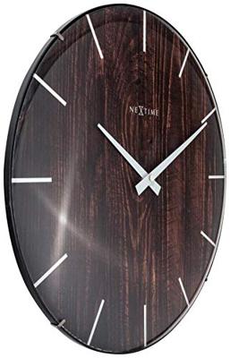 Wandklok - 35 cm - Koepelglas - 'Edge Wood Dome'
