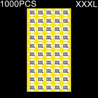 1000 stuks ronde vorm grootte Sticker kleren groottelabel grootte: XXXL