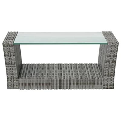 8-delige Loungeset met kussens poly rattan grijs