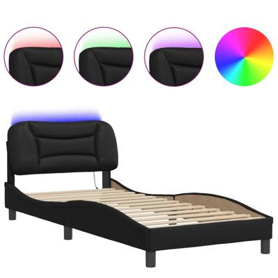 Bedframe met LED zonder matras "Hvar" zwart 100x200 cm