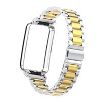 Metalen schakelband met case - Zilver met goud - Xiaomi Smart band 7 Pro - thumbnail