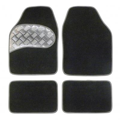 Carpoint universele mattenset Sportivo zwart/zilver 4 delig Carpoint universele mattenset Sportivo zwart/zilver 4 delig