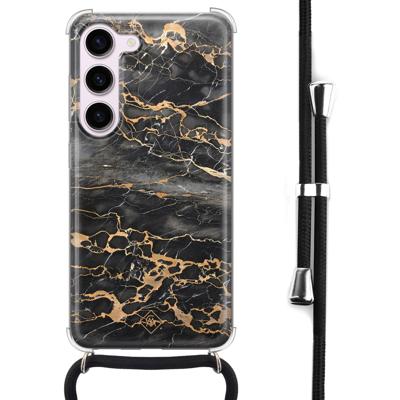 Samsung Galaxy S23 hoesje met koord - Marmer grijs brons Samsung Galaxy S23 hoesje met koord - Marmer grijs brons