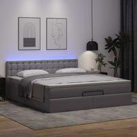 Ottoman bed met matrassen en LED's 100x200cm kunstleer grijs - thumbnail
