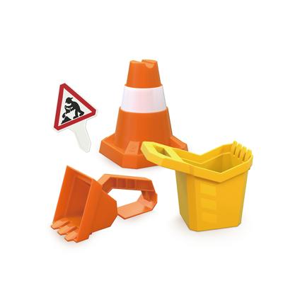 Hape zandschep en emmer constructie set