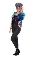 Paillettenjasje kort blauw/goud - thumbnail