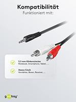 Goobay 3,5 mm jack > 2x tulp kabel (zwart, 1,5 meter, stereo) - thumbnail