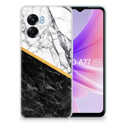 OPPO A77 | A57 5G | TPU | Siliconen hoesje | Marmer Wit Zwart - Origineel Cadeau Man OPPO A77 | A57 5G | TPU | Siliconen hoesje | Marmer Wit Zwart - Origineel Cadeau Man