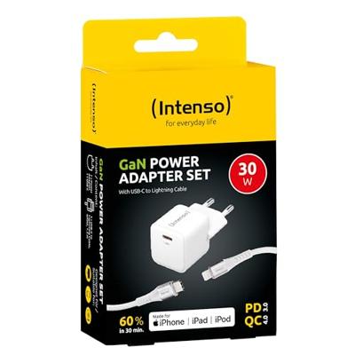 Intenso W30C GaN + C315L USB-oplader 30 W 1x USB-C, 1x Apple Lightning Wit Binnen GaN, USB Power Delivery (USB-PD) Intenso W30C GaN + C315L USB-oplader 30 W 1x USB-C, 1x Apple Lightning Wit Binnen GaN, USB Power Delivery (USB-PD)