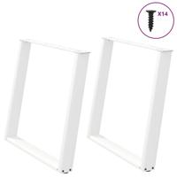 Eettafelpoten 2 st U-vormig 100x(72-73) cm staal wit - thumbnail