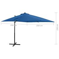 VidaXL Zweefparasol met paal en led-verlichting 250 cm azuurblauw - thumbnail