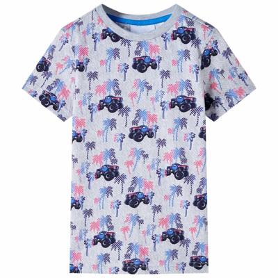 Kindershirt met monstertruckprint 104 gemleerd grijs