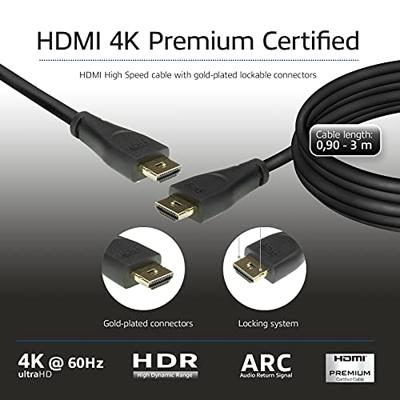 ACT 0,90 meter HDMI 4K Premium Certified Locking kabel v2.0 HDMI-A male - HDMI-A male - thumbnail