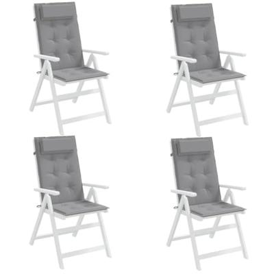 Stoelkussens 4 st hoge rug oxford stof grijs