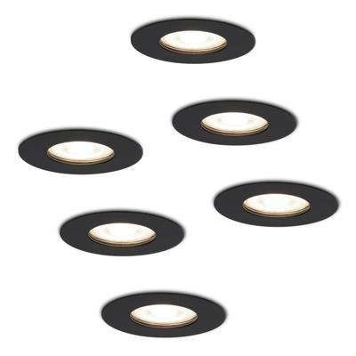 Set van 6 Bari LED inbouwspots - 4 Watt 345 Lumen - 4000K neutraal wit - GU10 - Dimbaar - Rond - IP64 Waterdicht - Zwart - Voor binnen, buiten en badkamer