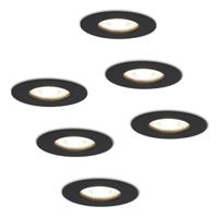 Set van 6 Bari LED inbouwspots - 4 Watt 345 Lumen - 4000K neutraal wit - GU10 - Dimbaar - Rond - IP64 Waterdicht - Zwart - Voor binnen, buiten en badkamer - thumbnail