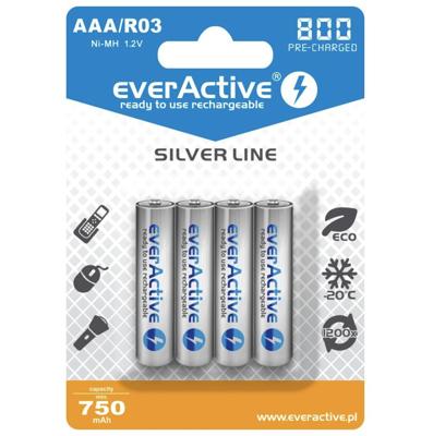 Oplaadbare batterijen everActive Ni-MH R03 AAA 800 mAh Silver Line