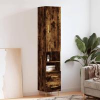 Hoge kast 34,5x34x180 cm bewerkt hout gerookt eikenkleurig - thumbnail