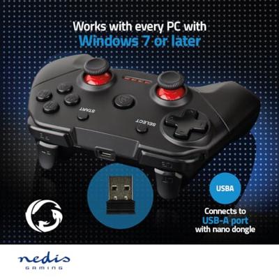 Nedis Gamepad Draadloos PC Aantal knoppen: 11 Zwart - thumbnail