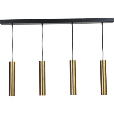 Masterlight Zwarte eetkamer hanglampRun 4-lichts cilinders goud - 2381-05-10-100-4