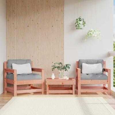 Tuinstoelen 2 st met kussens massief douglashout