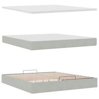 Ottoman bed met matras 160x200cm fluweel lichtgrijs - thumbnail