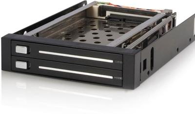 StarTech.com SATA wissellijst 3,5 inch zonder bandjes, mobiele harde schijf, opslagrek voor 2 x 6,4 cm (2,5 inch) hot-swap HDD in zwart