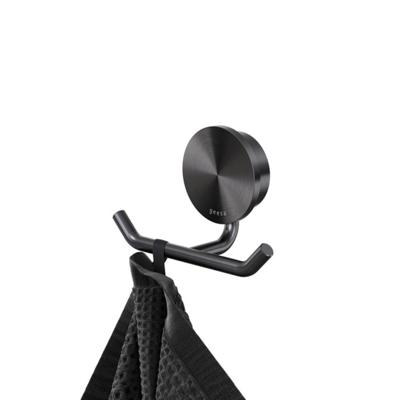 Handdoekhaak Dubbel Geesa Opal Zwart Metaal Geborsteld Handdoekhaak Dubbel Geesa Opal Zwart Metaal Geborsteld