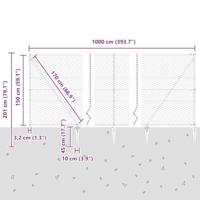 VidaXL Afrasteringspaal grijs 10 x 1,5 m (50 mm gaas) staal en pvc - thumbnail
