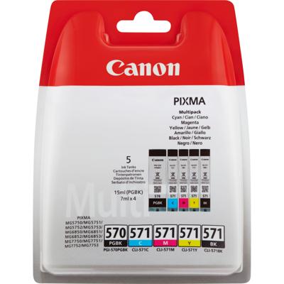 Inktcartridge Canon PGI-570 + CLI-571 2x zwart + 3 kleuren