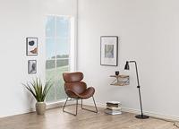 Bendt Fauteuil 'Ida' PU-leder, kleur zwart / cognac - thumbnail
