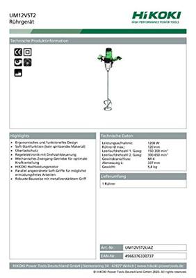 UM12VST2 UAZ MIXER 230V, 1.200 W, M14 in DOOS UM12VST2 UAZ MIXER 230V, 1.200 W, M14 in DOOS