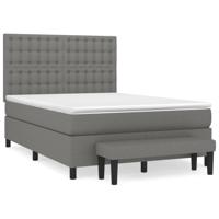 Boxspring met matras stof donkergrijs 140x190 cm - thumbnail
