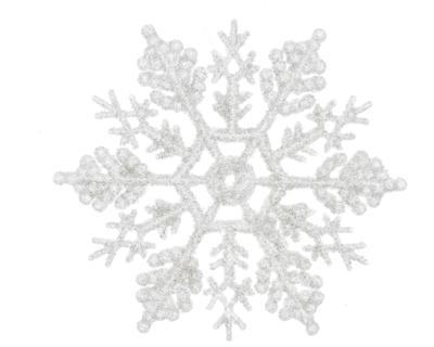Sneeuwvlok plastic glitter 10 cm wit 12st Kerst Decoris - Decoris