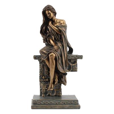 Decoratieve figuren DKD Home Decor 17 x 11 x 32,50 cm Vrouw Koper