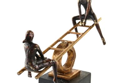 Decoratieve figuren DKD Home Decor Zwart Gouden Metaal Hars Personen Modern (27 x 9 x 27,5 cm)