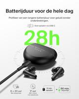 Belkin SoundForm Rhythm Oordopjes Draadloos, Oortjes met microfoon, snelladen via USB-C, 28 uur batterijduur, Waterdicht (IPX5), Bluetooth Earbuds voor o.a. iPhone, iPad, Galaxy, Pixel - Zwart - thumbnail