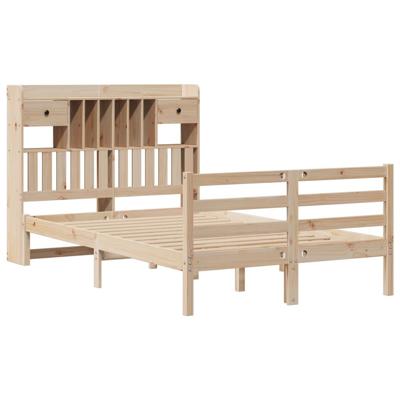 Bed met boekenkast zonder matras massief grenenhout 135x190 cm