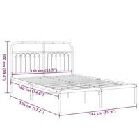 Bedframe met hoofdbord metaal wit 135x190 cm - thumbnail