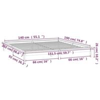 Bedframe LED massief hout grijs 140x190 cm - thumbnail